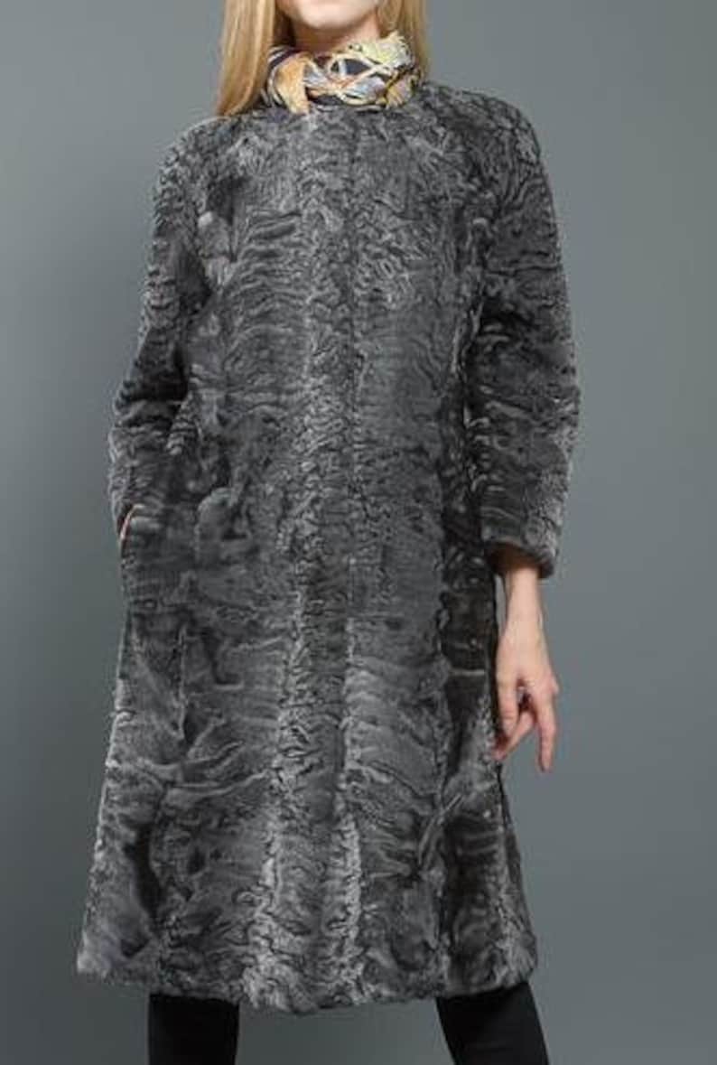 Women’s Persian Lamb Grey Trench Fur Coat