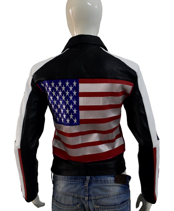 American Flag Selena Gomez Real Leather Jacket | Oskar Jacket