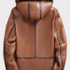 Mens Genuine Leather Shearling Hooded Jacket
