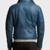 Mens Shearling Fur Blue Leather Jacket