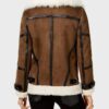 Womens Faux Fur Brown Leather Jacket