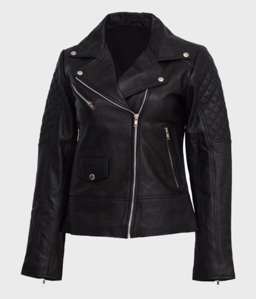 Women's Leather Quilted Shoulder Jacket