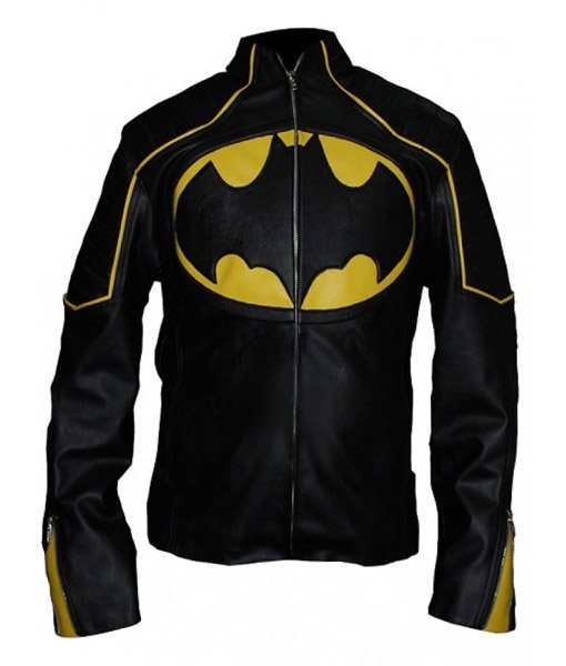 Batman Black & Yellow Logo Leather Jacket