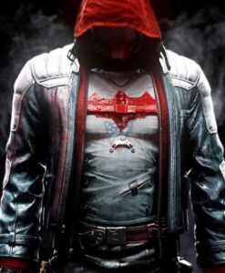 Batman Leather Jacket with Red Hood
