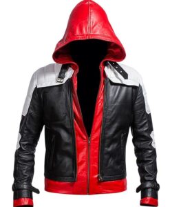 Batman Leather Jacket with Red Hood