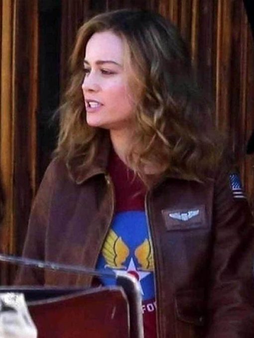Captain Marvel Leather Brown Jacket