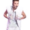 Justin Bieber White Victoria Streets Leather Quilted Vest Front