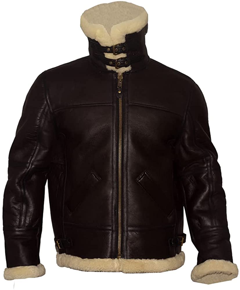 Mens Aviator B3 RAF Brown Leather Jacket