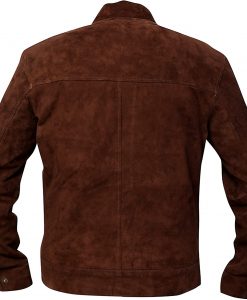 Mens Slim Fit Coffee Brown Suede Leather Jacket