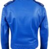 Mens Synthetic Leather Biker Blue Jacket