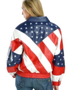 Womens American Flag Biker Jacket