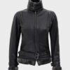 Womens Designer Shearling Black Jacket