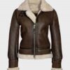 Womens Distressed Shearling Jacket