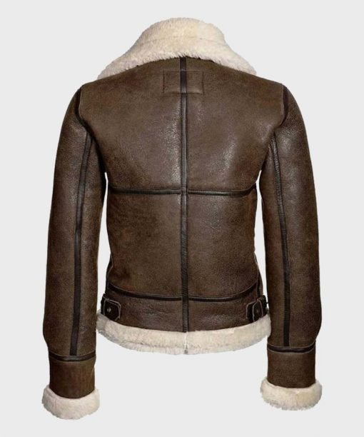 Womens Distressed Shearling Jacket