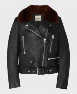 Womens Real Leather Biker Jacket