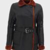 Womens Soft Shearling Belted Coat