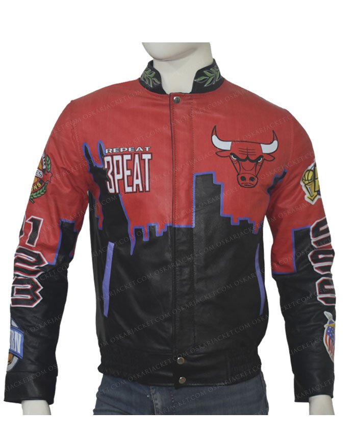 Three Peat Chicago Bulls Red Jacket