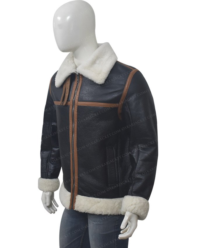 Men B3 Shearling Fur Cargo Bomber Leather Jacket | Oskar Jacket