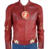 Barry Allen Grant Gustin The Flash Speedster Logo Red Leather Jacket