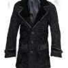 Black Persian Lamb Mink Fur Collar Coat