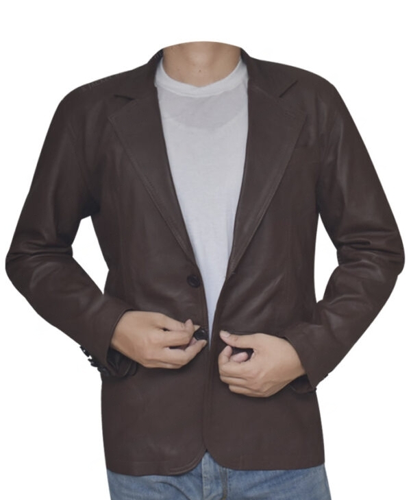 Casual Leather Sheepskin Brown Coat