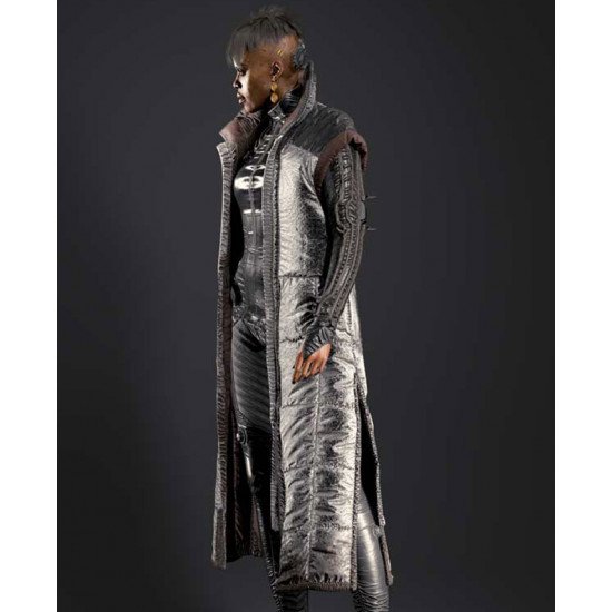 Cyberpunk 2077 Brigitte Silver Puffer Long Coat
