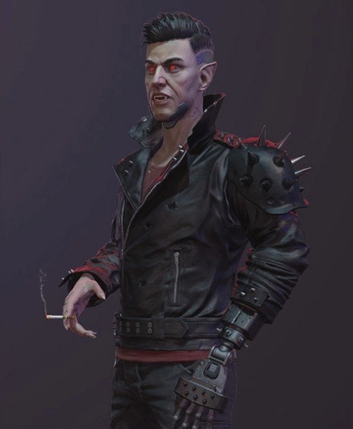 Cyberpunk 2077 Dracula Black Studded Leather Jacket 2