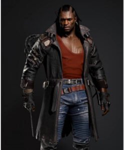 Cyberpunk 2077 Placide Belted Leather Coat Front