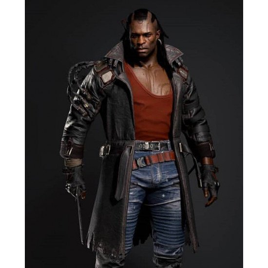 Cyberpunk 2077 Placide Belted Leather Coat Front