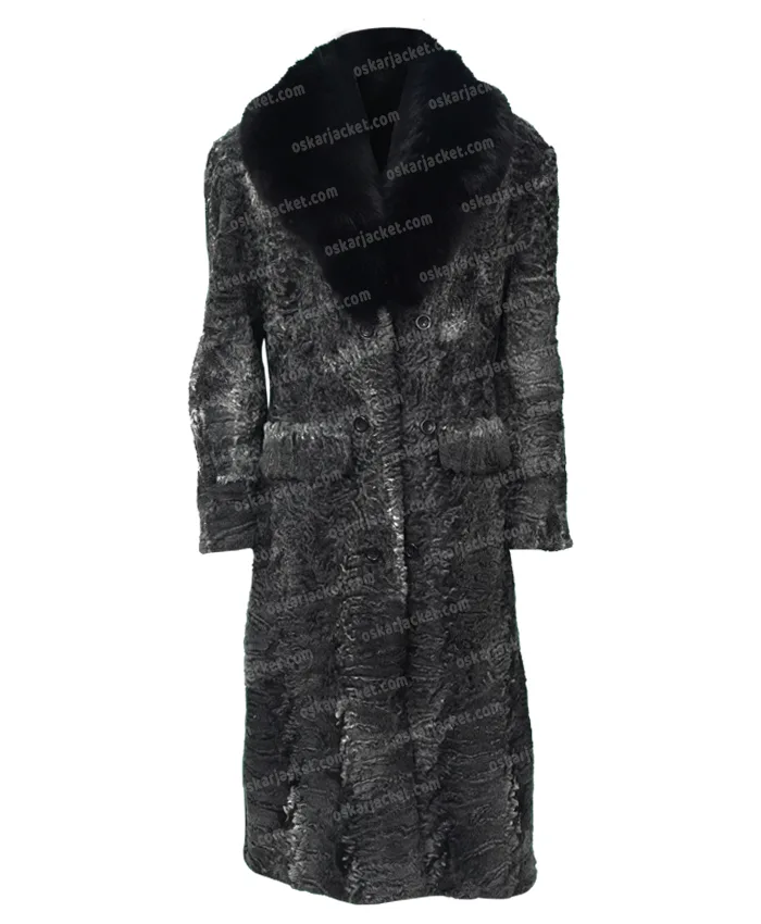 Grey Persian Lamb Fur With Real Mink Collar Coat Front