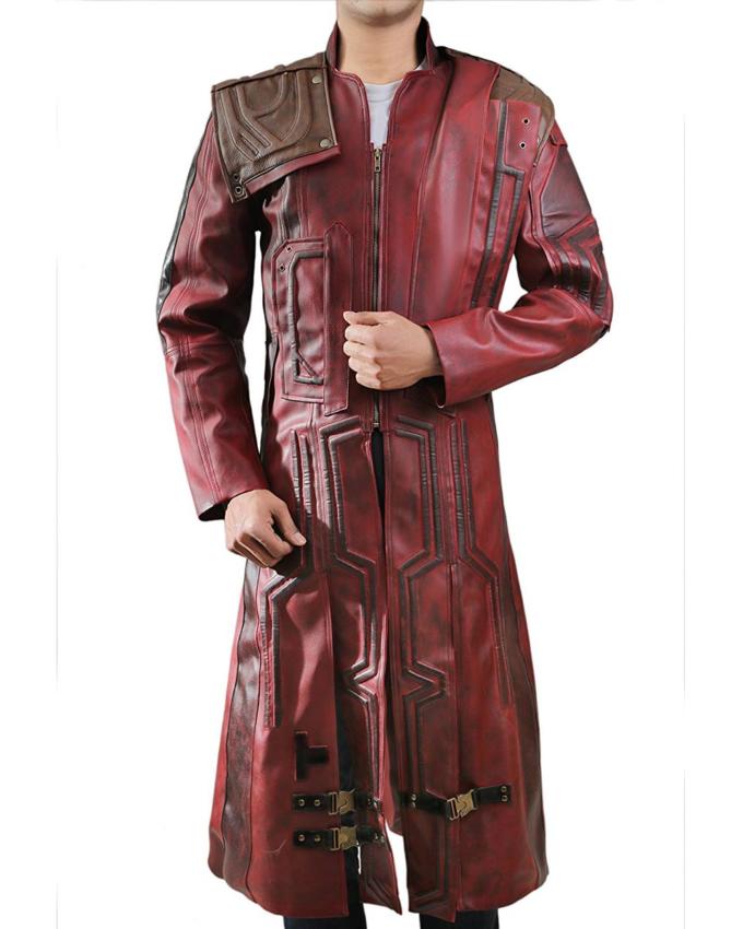 Guardians Of The Galaxy 2 Star Lord Red leather Coat Front
