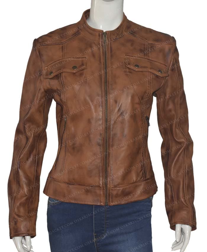Heartland Amber Marshall Brown Leather Jacket Front