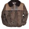 Men's Brown Broadtail Persian Lamb Fur Bomber Jacket Front