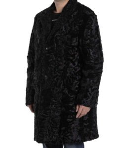 Men’s Persian Lamb Fur Astrakhan Black Coat Right