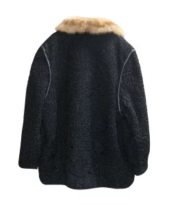 Men's Persian Lamb Mink Fur Collar Coat Back