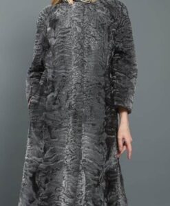 Persian Lamb Grey Fur Coat Front