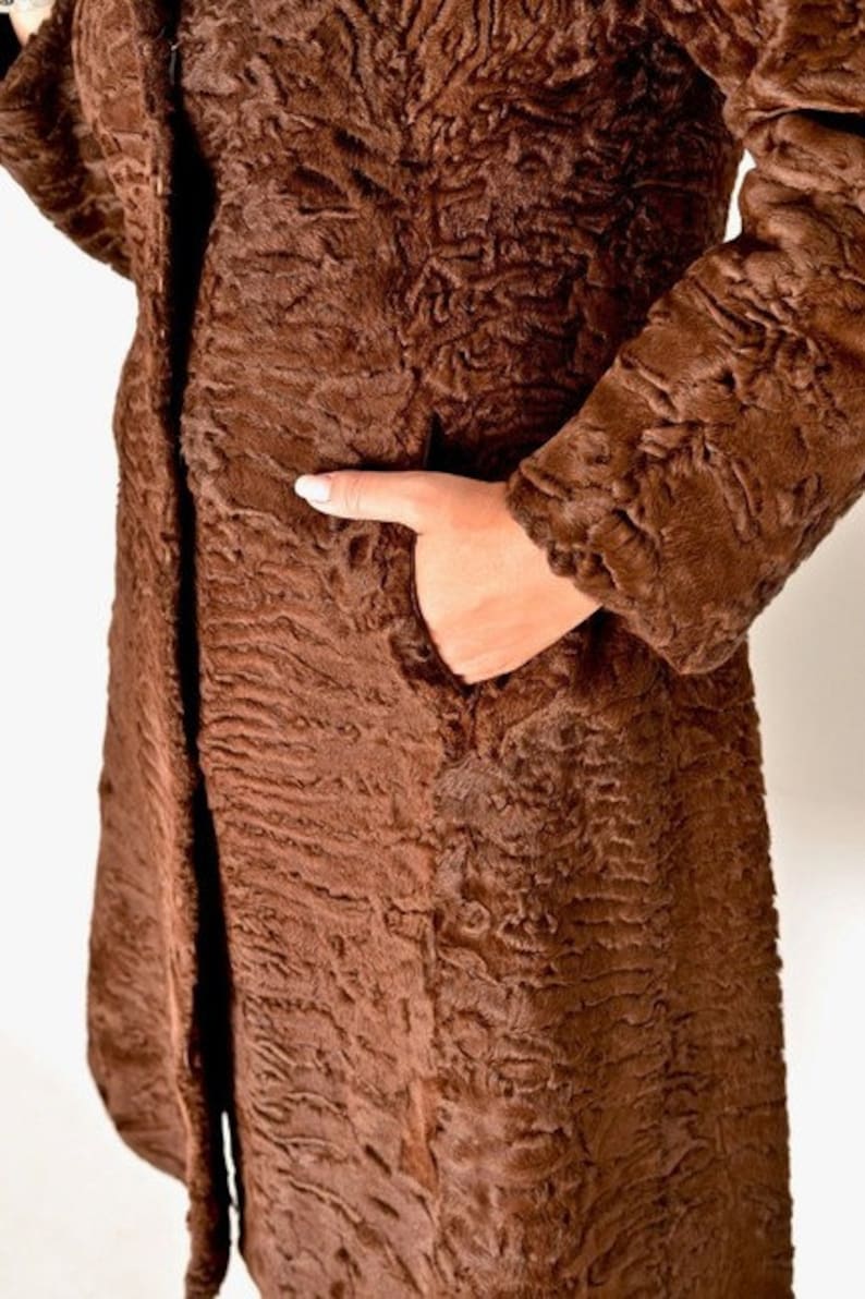 Fendi Woman's Swakara Lamb Fur 3/4 Coat