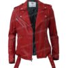 Womens Negan Red Biker Leather Jacket