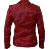 Womens Negan Red Biker Leather Jacket Back