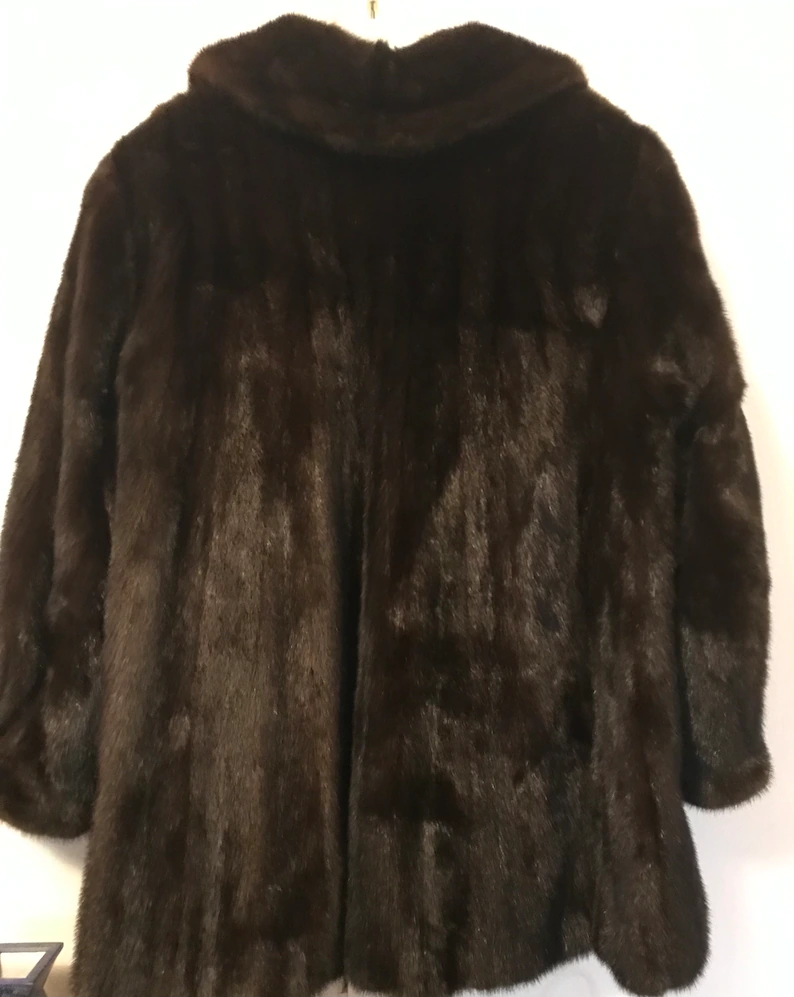 Vintage Ladies' Mink Fur Coat Very Dark Brown Full -  Israel