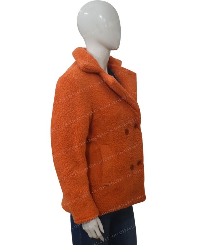 Yellowstone Beth Dutton Orange Shearling Coat Right Side