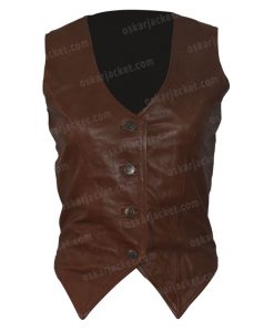 Duke Of Hazzard Daisy Duke Brown Cropped Leather Vest Front