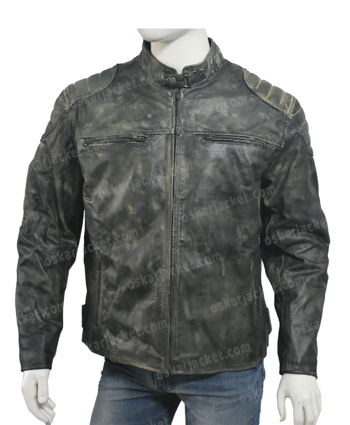 Hooligan Biker Distressed Leather Jacket | Oskar Jacket