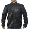 Men's Johnson Real leather Black Jacket Front