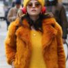 Only Murders In The Building Selena Gomez Orange Fur Jacket