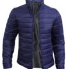 Ted Lasso Jason Sudeikis Navy Blue Puffer Jacket Front Open