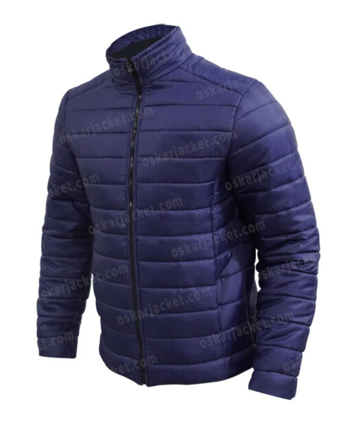 Ted Lasso Jason Sudeikis Navy Blue Puffer Jacket Side