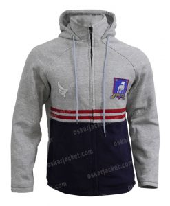 Ted lasso Phil Dunster Blue And Grey Hooded Track Jacket Front