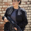 The Walking Dead Alanna Masterson Black Bomber Jacket Front
