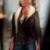 The Walking Dead Andrea Brown Leather Fur Vest